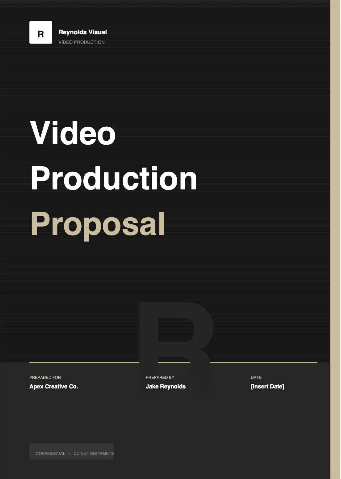 Video production proposal template cover page — free PDF download
